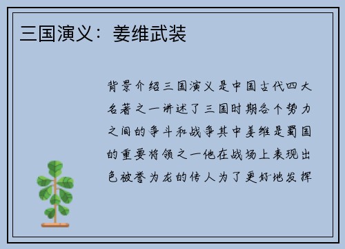 三国演义：姜维武装